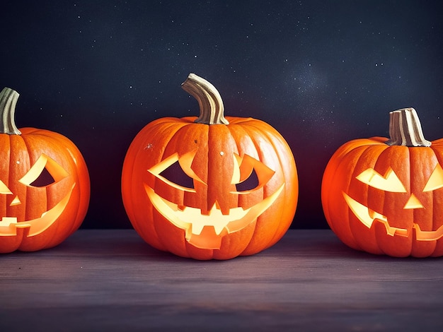 오렌지 배경의 할로윈 JackOlanterns 복사 공간 할로윈 그래픽