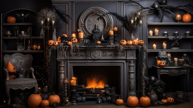 Halloween kamer interieur AI gegenereerd