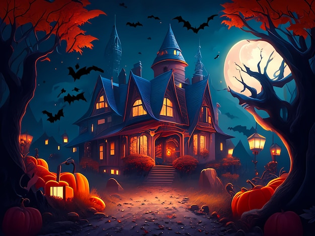 halloween kasteel illustratie