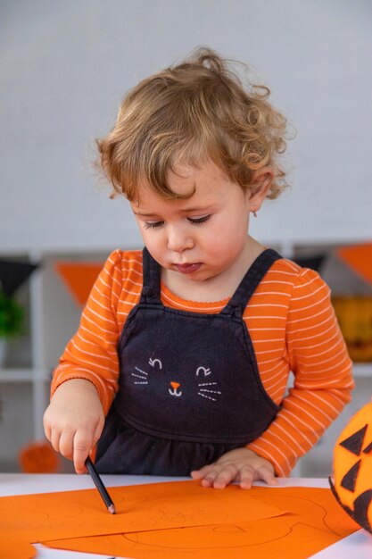 Halloween kids home holiday joy Selective focus Children