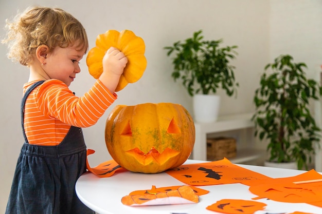 Halloween kids home holiday joy Selective focus Children