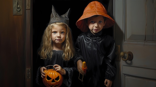 Photo halloween kids treat or trick