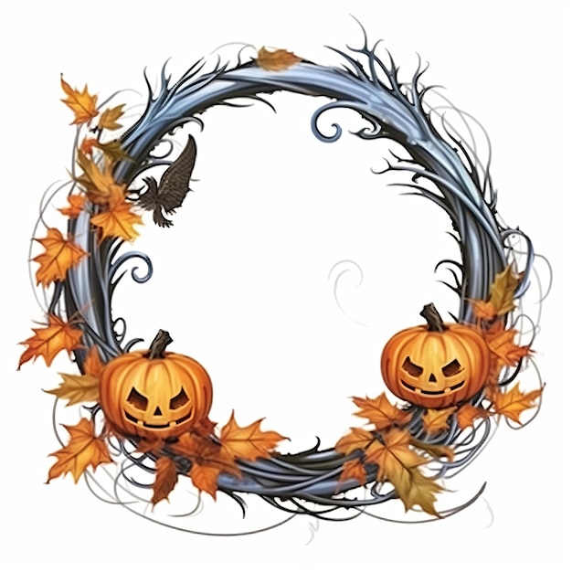 Halloween-krans halloween-frame Generatieve ai