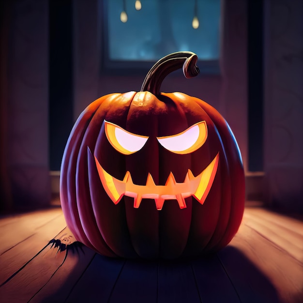 Halloween kwade pompoen cartoon afbeelding kwaad pompoen gezicht