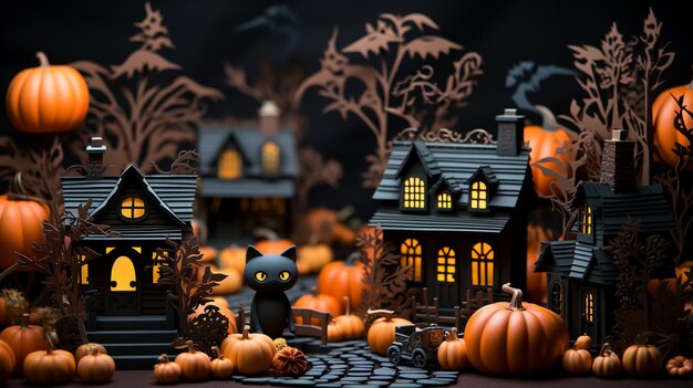 Halloween-landschap HD 8K-behang Stock Fotografiebeeld