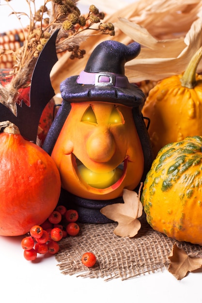 Halloween lantern and pumpkins