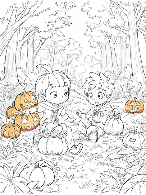 Foto libro da colorare di halloween lineart speculare divertimento ti aspetta