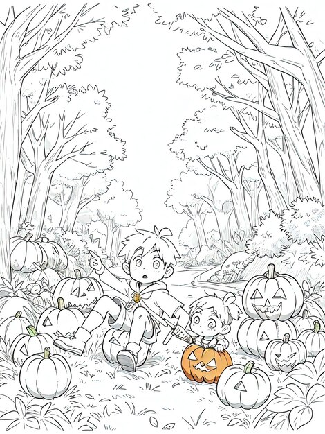 Halloween LineArt Coloring Book Spooky Fun Awaits