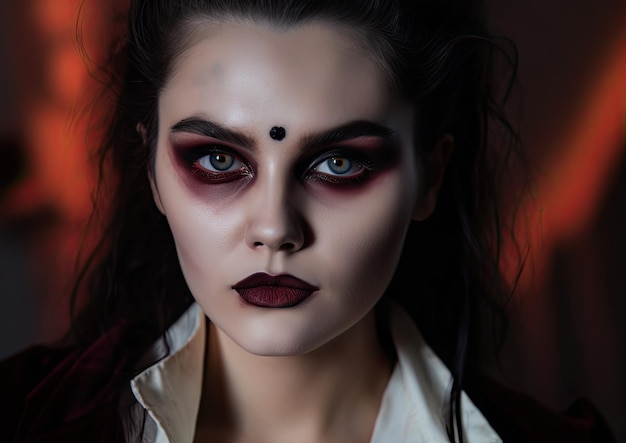 Halloween-make-up en gotische fotoshoot