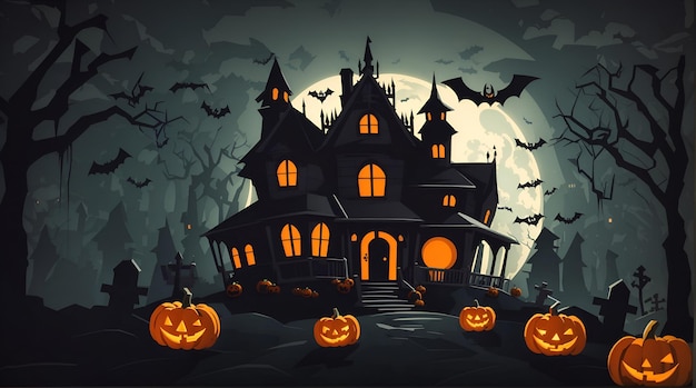 Halloween Mansion Vector Illustration