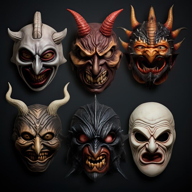 Halloween-maskers in verschillende griezelige ontwerpen