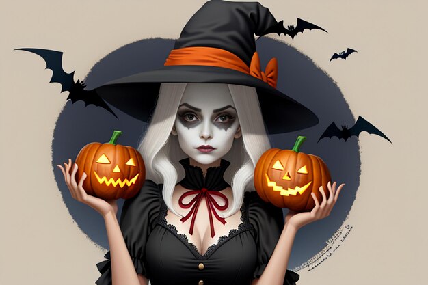 Halloween-meisje die Halloween-Giftgebeurtenis Promo Wallpaper Achtergrondillustratie geven