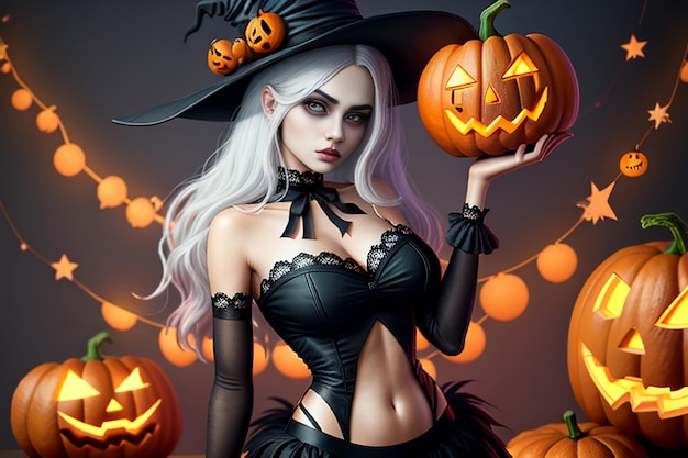 Halloween-meisje die Halloween-Giftgebeurtenis Promo Wallpaper Achtergrondillustratie geven