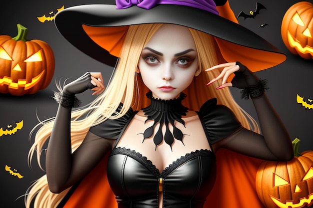 Halloween-meisje die Halloween-Giftgebeurtenis Promo Wallpaper Achtergrondillustratie geven