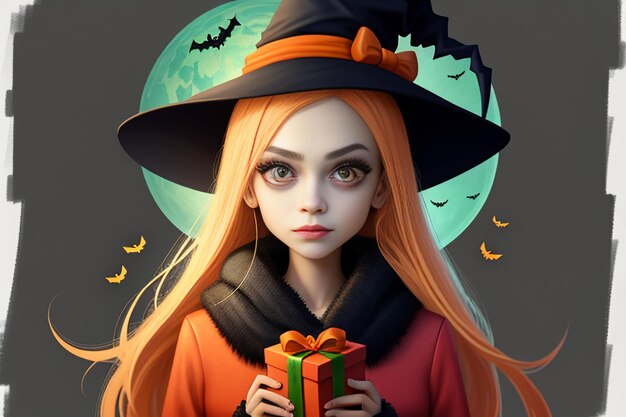 Halloween-meisje die Halloween-Giftgebeurtenis Promo Wallpaper Achtergrondillustratie geven