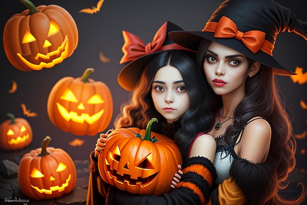 Halloween-meisje die Halloween-Giftgebeurtenis Promo Wallpaper Achtergrondillustratie geven