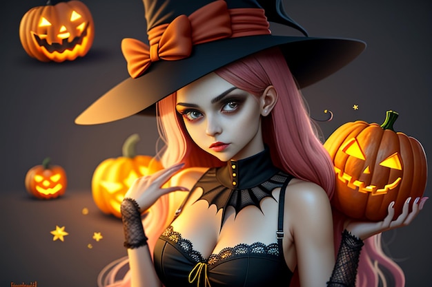 Halloween-meisje die Halloween-Giftgebeurtenis Promo Wallpaper Achtergrondillustratie geven