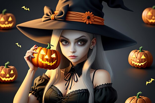 Halloween-meisje die Halloween-Giftgebeurtenis Promo Wallpaper Achtergrondillustratie geven