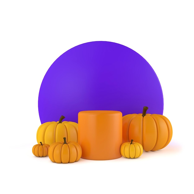 Halloween minimaal productstadium voor producten met oranje pompoenen d rendering