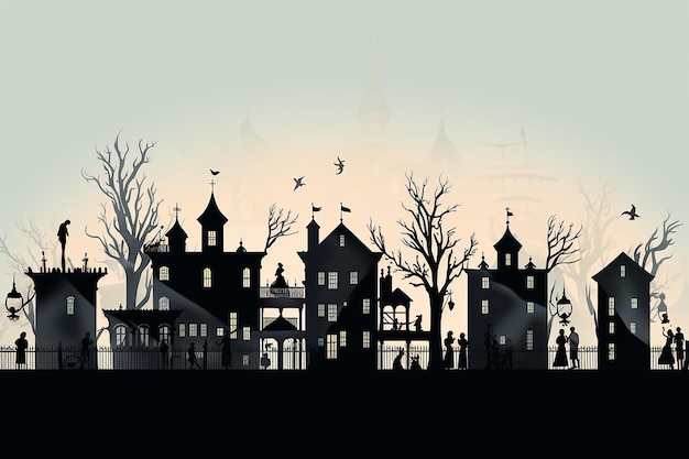 Photo halloween minimalist haunted house silhouette