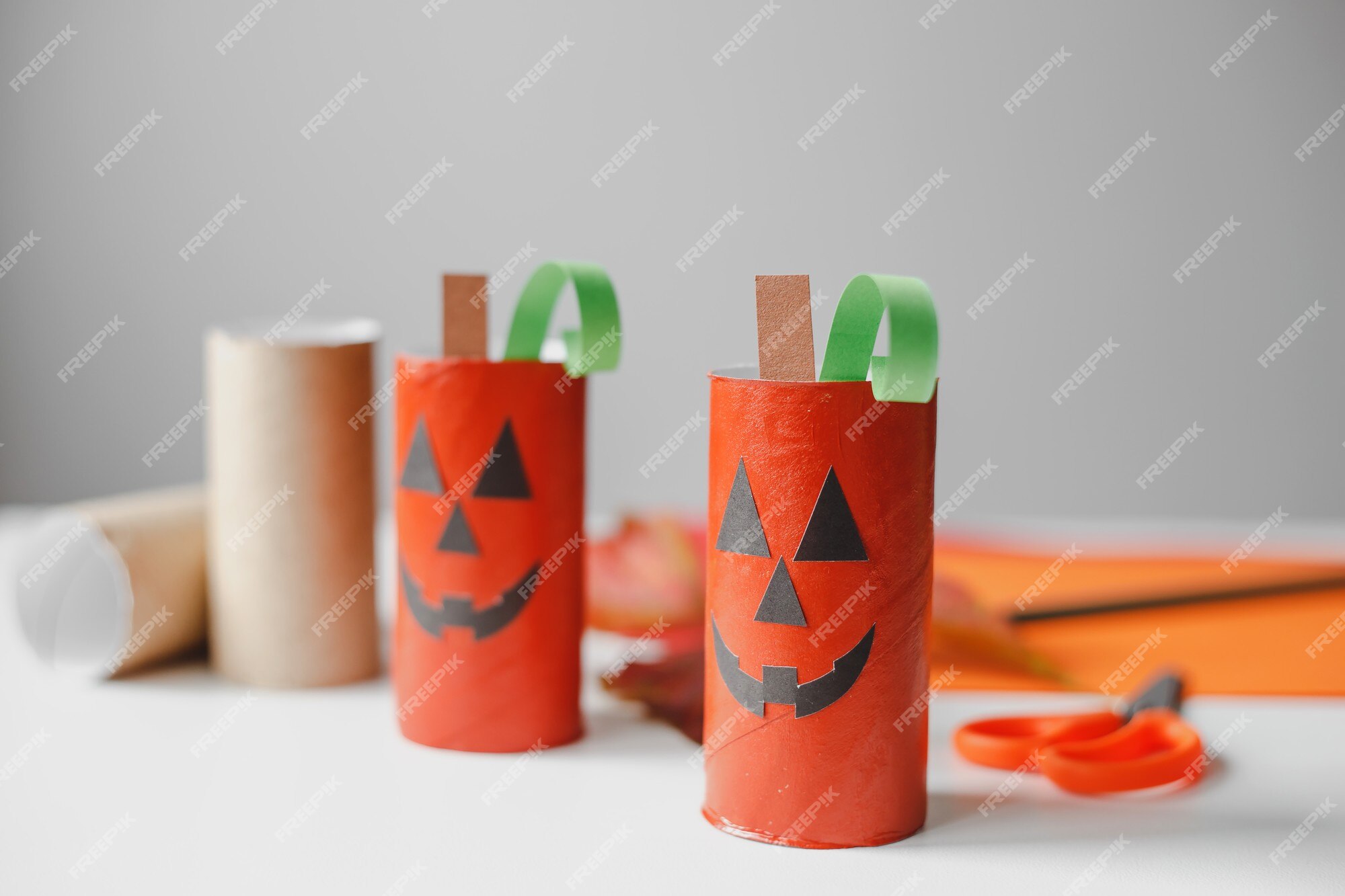 Premium Photo  Halloween monsters from toilet paper rolls childrens crafts  for halloween