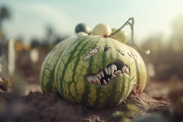 Halloween monsters horrors with melons