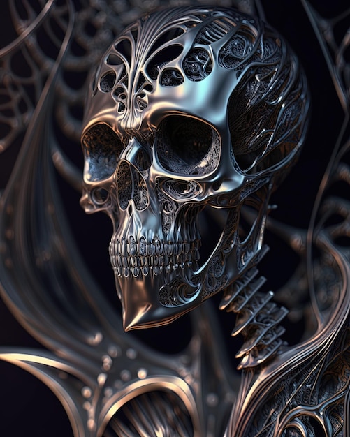 Halloween mooi realistisch portret gezicht Schedel metalen wereldfantastische fantasieAi genereren