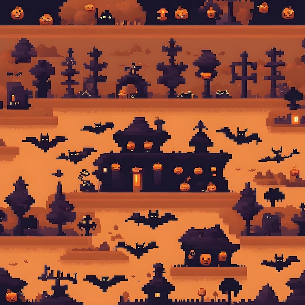 Foto pixel di illustrazione di halloween in movimento