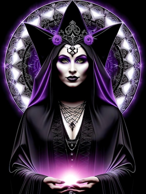 Хэллоуин мистическая красивая женщина над черным