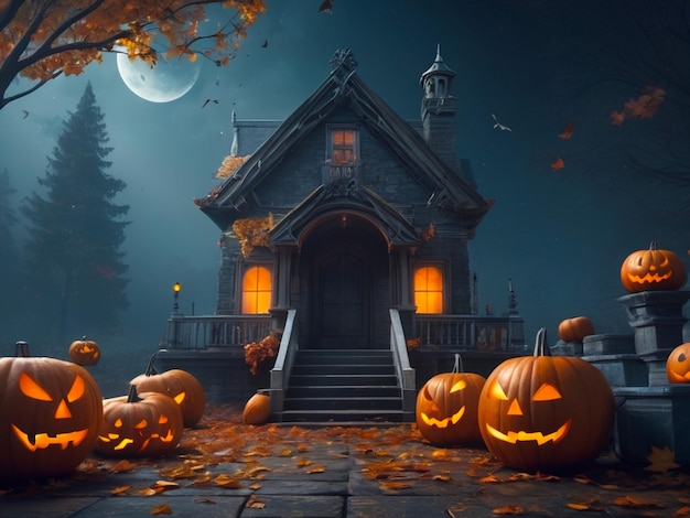 Halloween nacht achtergrond gegenereerd door Ai