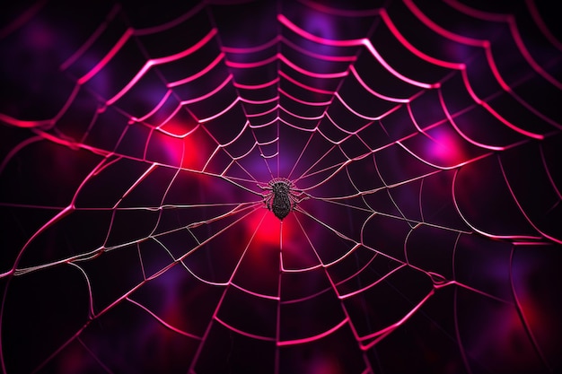 Foto halloween neon spinnenweb behang