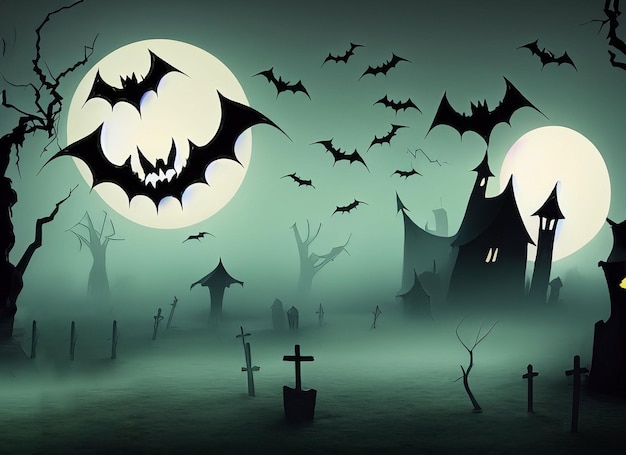 Halloween Night Background from the Graveyard