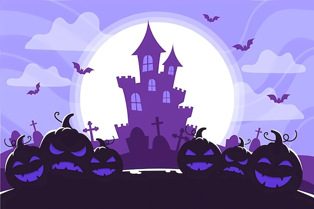 Хэллоуин ночь фон Хэллоуин фон с замком и летучими мышами