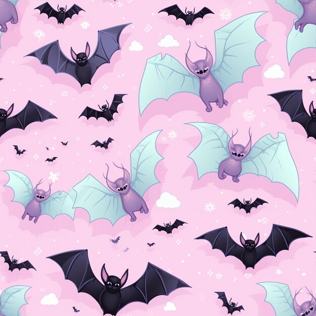 Photo a halloween night bat seamless patten background vector