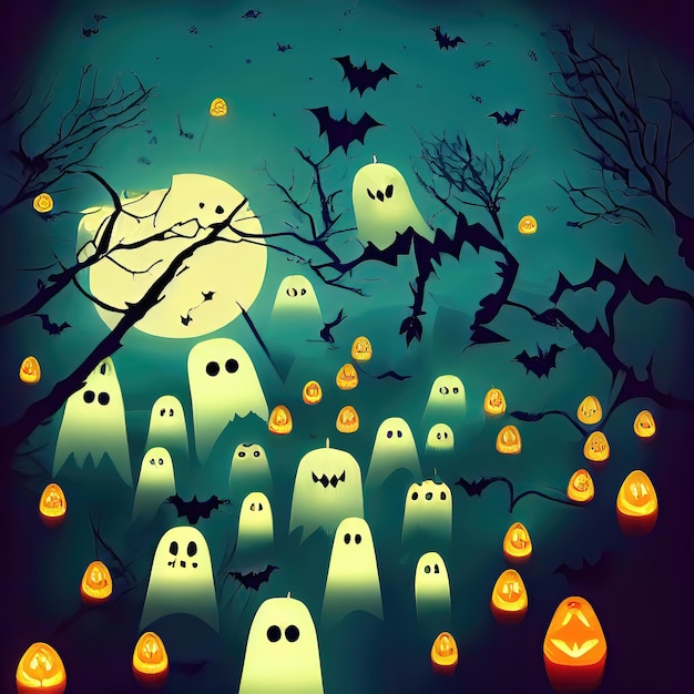 Halloween Night Concept Thema Achtergrond Afbeelding Illustratie