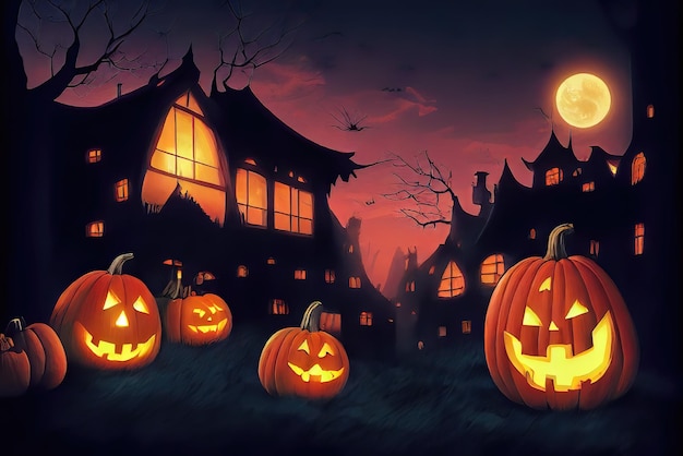 Halloween Night Concept Thema Achtergrond Afbeelding Illustratie