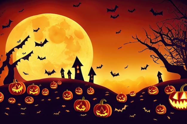 Halloween Night Concept Thema Achtergrond Afbeelding Illustratie