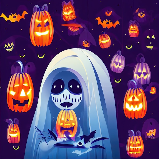 Halloween Night Concept Theme Background Image Illustration