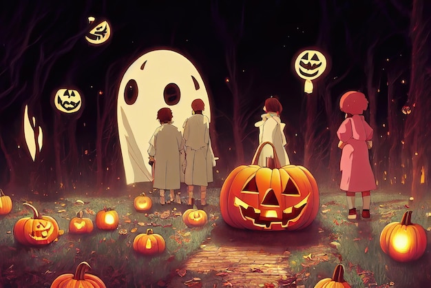 Halloween Night Concept Theme Background Image Illustration