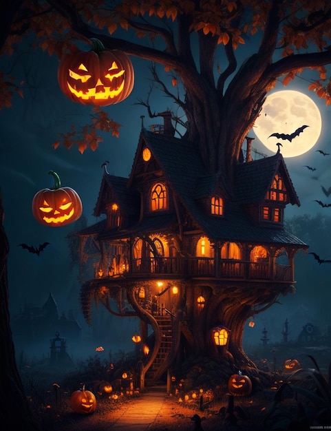 Halloween Night Concept Theme Background Image Illustration