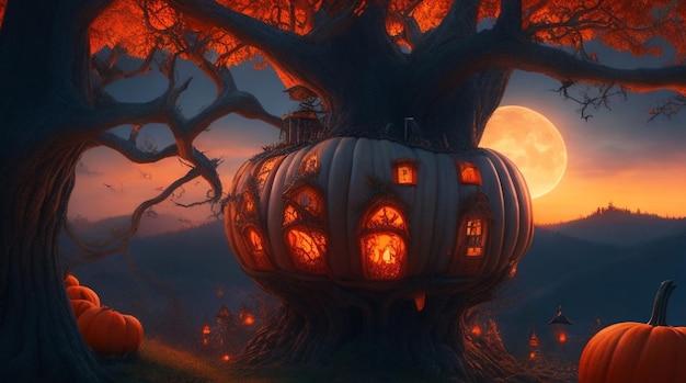 Halloween Night Concept Theme Background Image Illustration