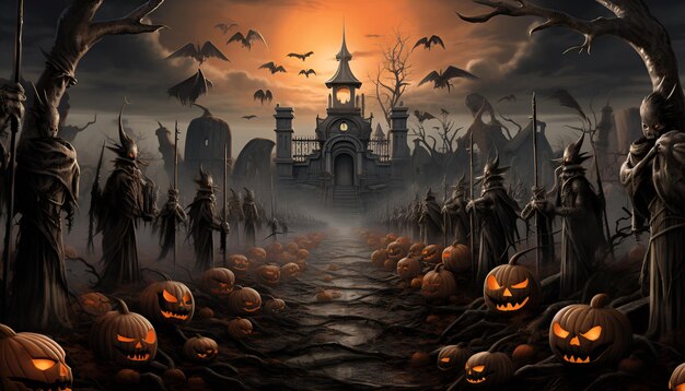 halloween night decorative with bat and moon background