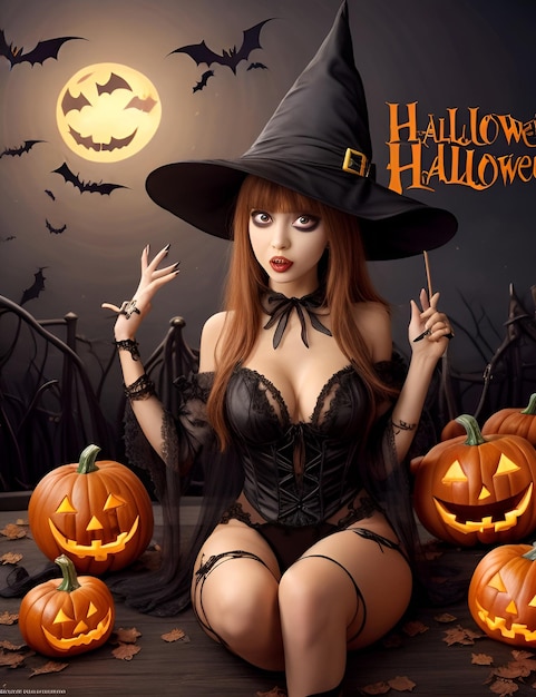 Halloween night party halloween witch hallowing animation