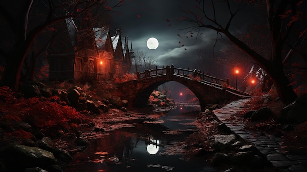 halloween night scene High definition photography creative background wallpaper