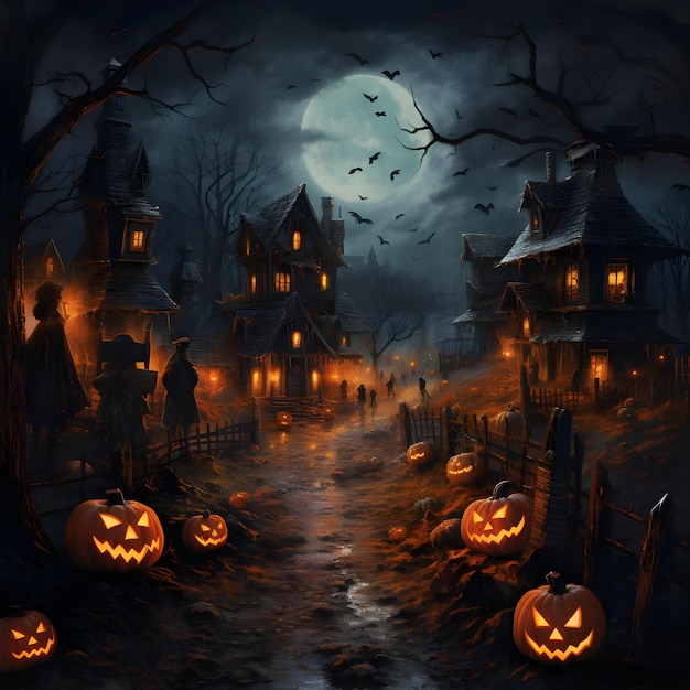 Halloween night scene