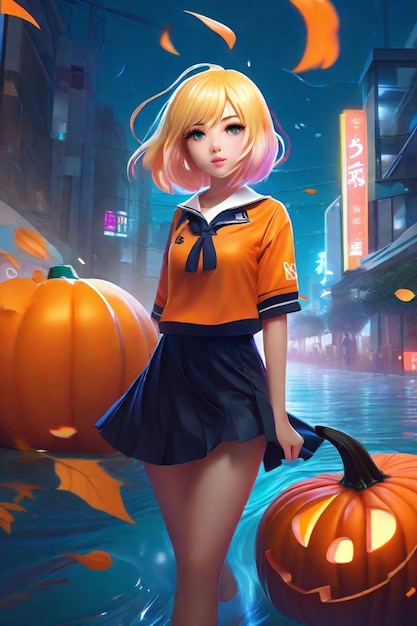 Anime girl Halloween - Fine Art VIP club - Digital Art, People & Figures,  Animation, Anime, & Comics, Anime - ArtPal