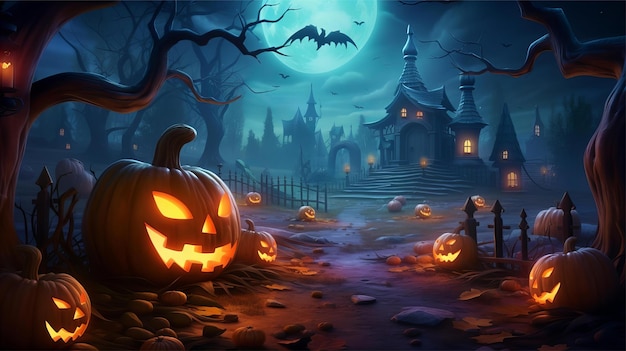 Foto sfondi per la notte di halloween con spaventosa zucca hd