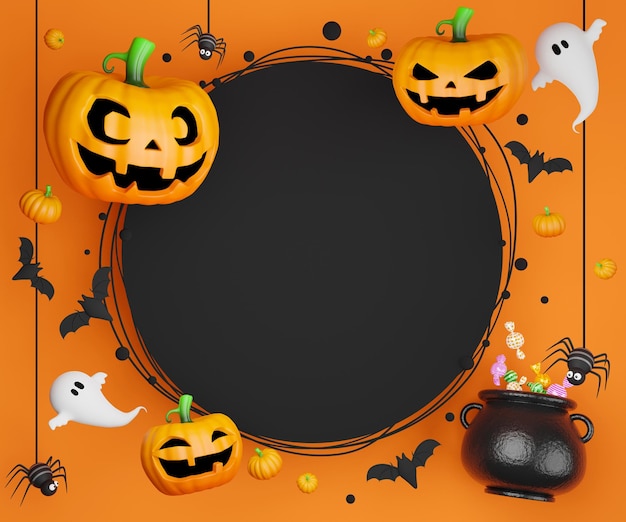 halloween object background. copy space. 3d illustration