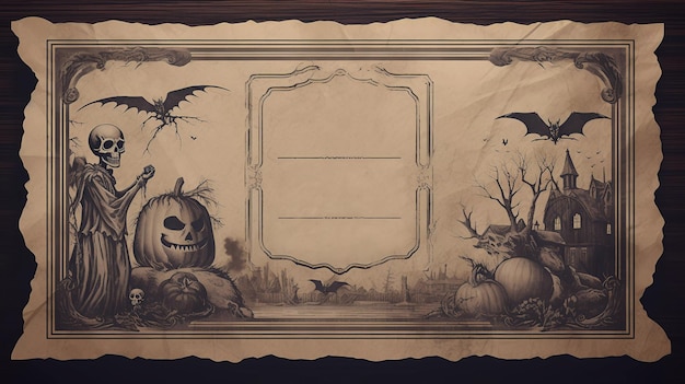 Halloween old kraft paper mockup template