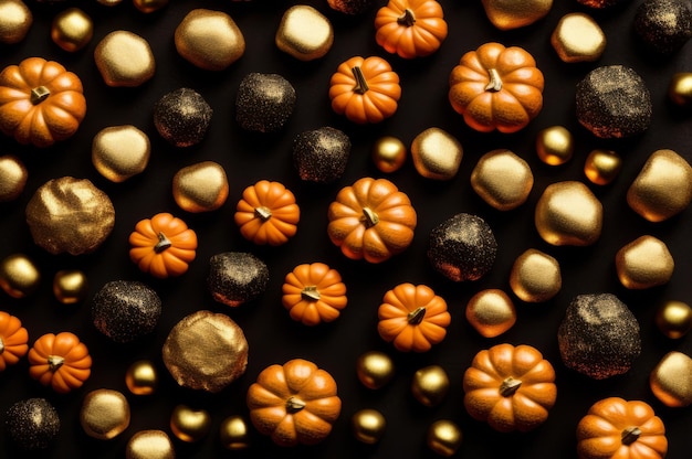 Halloween oranje zwarte rots textuur met gouden aderen en gouden rotsblokken AI Generated